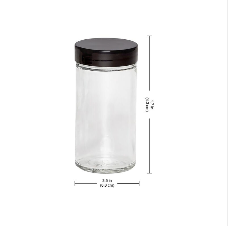 Kamenstein 12-Pack 3 oz Empty Jars with Black Caps