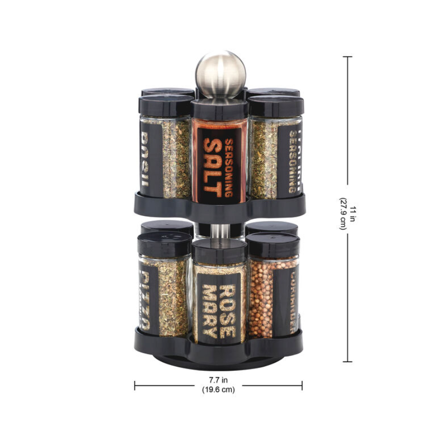 Kamenstein 12-Jar Madison Revolving Spice Rack with Stainless Steel Details